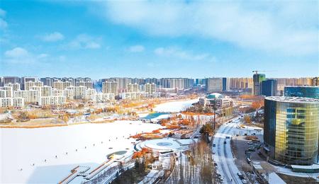 蘭州新區入冬以來第一場雪漫舞而至