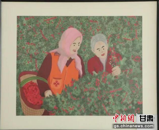 靖遠(yuǎn)縣枸杞種植業(yè)帶動(dòng)10多萬(wàn)農(nóng)民脫貧致富。刺繡 王明風(fēng) 繡稿 胡靜